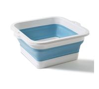Bassin de bain de pieds pliable multifonction grande capacité seau de trempage des pieds pliable en silicone pour la maison voyage durable léger portable bain de pieds massage de (Bleu)