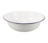 Bassin de Bain de Pieds Rétro Émaillé Blanc et Bleu 30cm Rond | Acier et Métal Émaillés, Bord Roulé Épais, Usage Maison Pédicure ou Lessive, Lot de 1