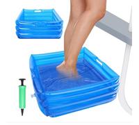 Bassin De Bain Gonflable Pour Les Pieds De Piscine, 35x35x14cm Baignoire De Pieds Gonflable Avec Gonfleur, Lavabo Portatif Pour Pieds De Piscine, Bassin Pédiluve Pour Piscine Pour Cour, Plage, Camping