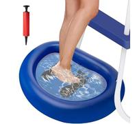 Bassin de bain gonflable pour pieds de piscine - Piscine de pieds gonflable en PVC pour nettoyer les pieds de la piscine, semelle propre, tapis de gravier, herbe coupée, bleu