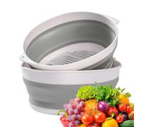 Bassin de lavage de légumes à Double couche-évier domestique pliable de 8,86 pouces, passoire de lavage de produits, chariot de préparation des aliments Portable | Saladier polyvalent rétractable pour