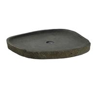 Bassin de Lavage Gris 65 x 50 x 6 cm en Pierre de Rivière | Forme ovale,texture naturelle,design arrondi,trou de drainage pré-percé,structure peu profonde,entretien facile