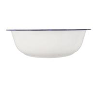 Bassin de Lavage Pieds Émaillé Blanc Bleu Rond 30cm | Acier Émaillé à Rebord Roulé, Usage Bain de Pieds et Lavage Polyvalent, 1 Pièce