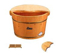Bassin de pied épais en bois massif, baril de bain de pieds couvert par salon de beauté, avec perles de massage, seau en bois, baignoire spa pour les pieds, sommeil domestique, amélioration (couleur :