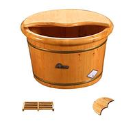 Bassin de pied épais en bois massif, baril de bain de pieds couvert par salon de beauté, avec perles de massage, seau en bois, baignoire spa pour les pieds, sommeil domestique, amélioration (couleur :
