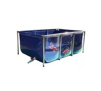Bassin de piscine d'extérieur pour poissons et animaux aquatiques - Toile PVC durable, cadre en acier, assemblage facile, fenêtre de visualisation transparente pour jardins et arrière-cours