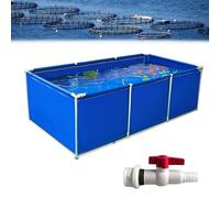 Bassin d'élevage en toile PVC avec système de drainage - Boîte de stockage d'eau extérieure pour organismes marins, taille 3 x 1 x 0,5 m, gris