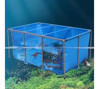 Bassin Exterieur Poisson de Jardin Rectangulaire Hors Sol avec Cadre en Acier et Vidange, Aquarium en Toile PVC avec Fenêtre de Visualisation Transparente pour Koï Aquaculture(100x60x50 cm)