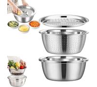 Bassin multifonction en acier inoxydable, bac à hacher et à égoutter en acier inoxydable 2026, panier de drainage 5 en 1 pour légumes et râpes alimentaires