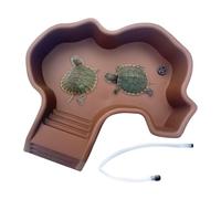 Bassin pour reptiles, tortues, baignoire avec rampe, bac de trempage avec drain et mangeoire pour tortues d'eau, dragons barbus, grenouilles à feuilles caduques