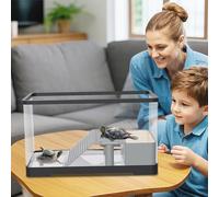 Bassin pour tortues, aquarium avec plate-forme flottante, terrarium pour reptiles avec lumière de bain, maison de tortue, facile à nettoyer et à changer l'eau, pour écrevisses, 40 x 22 x 23 cm