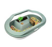 Bassin pour Tortues - Terrarium pour Reptiles,Plateforme de Baignade avec Couvercle Transparent et Drainage au Fond, Espace d'Habitat pour Bernard l'Hermite, Gecko et Écrevisse
