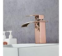 Bassin Waterfall Robinets Huile noire en laiton de salle de bain robinet de salle de bain pont à handle de pale LWX