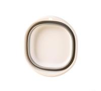 Bassine carrée pliable avec base antidérapante et trou de suspension, évier gain de place en polypropylène + TPR pour cuisine, camping, voyage (blanc + gris, S)