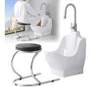 Bassine de bain portable avec tabouret, design peu encombrant, drains et robinets extractibles, capacité de charge 500 kg, idéal pour la maison, le spa et le salon de beauté