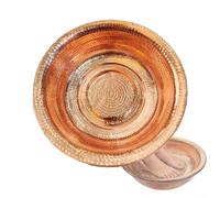 Bassine en cuivre martelé à la main pour pédicure - Capacité de 7 l - Diamètre : 40 cm - Bord frisé - Pour tremper les pieds et laver le visage - Bol en cuivre portable