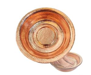 Bassine en cuivre martelé à la main pour pédicure - Capacité de 7 l - Diamètre : 40 cm - Bord frisé - Pour tremper les pieds et laver le visage - Bol en cuivre portable