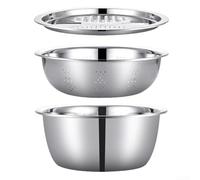 Bassine multifonction en acier inoxydable avec passoire pour rincer, hacher, couper et râper pour déchiquetage (28 cm de large)