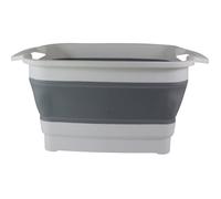 Bassine rétractable 8.5 litres en Polypropylène/TPR-Longueur 30,5 cm-Largeur 30 cm-Hauteur 20 cm (dépliée)-7 cm (pliée)(Gris)