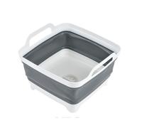 Bassine rétractable en plastique avec bouchon de vidange - Blanc/Gris - 9 L