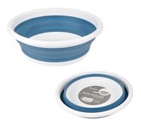 Bassine rétractable en plastique et silicone - 9L - Blanc et bleu - D 37 x H 13 cm