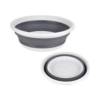Bassine rétractable en plastique et silicone - 9L - Blanc et gris - D 37 x H 13 cm