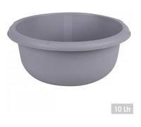 Bassine Ronde 10 litres Grise Cuvette en Plastique Solide Bac de Lavage Empilable Dia.34 x H.14 cm