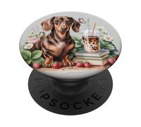 Bassotto Cane Mamme Caffè Freddo e Giardino Floreale di PopSockets PopGrip Adhésif