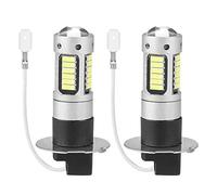 Bassulouda 2 PièCes SéRies H3 Super Brillant LED Brouillard Conduisant Ampoules DRL Kit 6000K Blanc