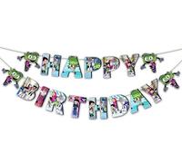 Bast Boy Bannière décorative « Happy Birthday » - Bannière de fête de super-héros de dessin animé pour - Décoration murale ou de fond amusante et colorée pour fêtes d'anniversaire sur le thème des