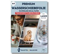 BastelWizard Waterslide Decal Paper Lot de 10 films de transfert transparents pour imprimante laser - Pour tatouages de bougie, céramique, verre et tasses - Format A4
