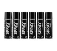 Bastelzone Lot de 12 bombes aérosol 200 ml séchage rapide pour graffiti & déco - Noir, Blanc, Bleu, Vert, Rouge, Jaune, Violet, Orange, Rose, Marron, Gris Anthracite, Bordeaux (6 x Noir)