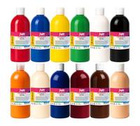 Bastelzone Lot de 12 peintures acryliques couvrantes pour toile, pouring, papier, bois, pierre, tissu, cuir, métal, céramique - 12 couleurs