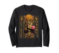 Bastet Bubblegum Hiéroglyphics Déesse du Chat égyptienne Manche Longue