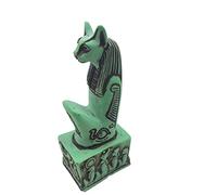 Bastet Cat Statue Green - Ancient Egypt Deity - Egyptian Goddess - Made in Egypt