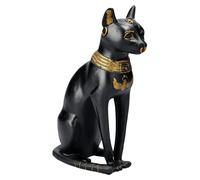 Bastet Figurine de chat déesse égyptienne en polyrésine Noir/doré 21 cm