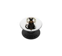 Bastet Illustration Mystique sacrée égyptienne Chat Noir PopSockets PopGrip Adhésif