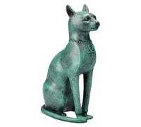 Bastet Statue en bronze antique vert-de-gris - Figurine de 21 cm - Décoration élégante de chat égyptien