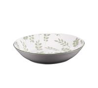 BASTIDE-Assiette calotte en porcelaine blanche avec motifs printaniers verts Episia - diamètre 20 cm
