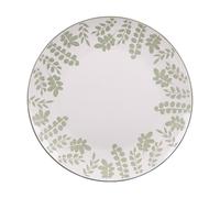 BASTIDE-Assiette plate en porcelaine blanche avec motifs printaniers verts Episia - diamètre 27 cm