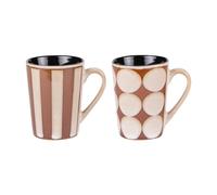BASTIDE-Coffret 2 mugs en grès beige et marron Shelby - 55 cl