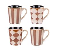 BASTIDE-Coffret 4 mugs en grès beige et marron Shelby - 40 cl