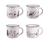 BASTIDE-Coffret de 4 mugs Friends coloris blanc et noir en porcelaine - diamètre 10 cm