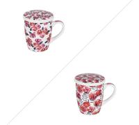 BASTIDE-Coffret tisanière en porcelaine décorée rose avec filtre Rosalia - 36 cl