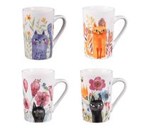BASTIDE-Mugs en porcelaine blanche motifs chats diamètre 8 cm Coffret Savannah - 35 cl