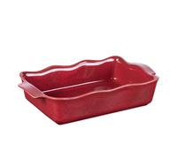 BASTIDE-Plat à four rectangulaire Ely coloris rouge en grès - 36 x 21 x 8 cm