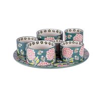 BASTIDE-Service apéritif en porcelaine motifs floraux Cottage - 1 Plateau et 6 coupelles