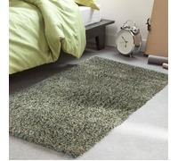 BASTIEN - TAPIS toucher laineux en viscose - 70 x 110 cm Bleu/Vert