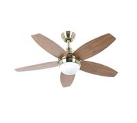 Bastilipo 7814 Bali Cuir Ventilateur de Plafond LED avec télécommande et Raquettes réversibles, 60 W