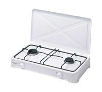 Bastilipo cuisinière à gaz émaillée, 2 brûleurs, blanche, brûleurs amovibles, housse de protection - Modèle : CG-200
